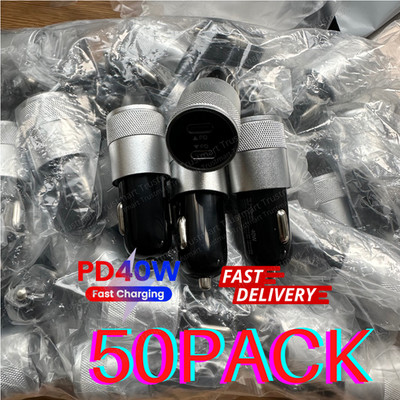 50X Dual PD Fast 40W Car Charger Adapter Block For iPhone17 16 15 14 Samsung Lot