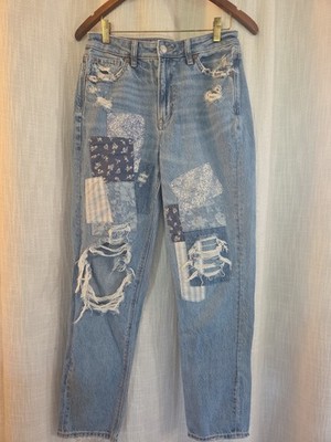 American Eagle Outfitters Patchwork Distressed Jeans Size 4 Long