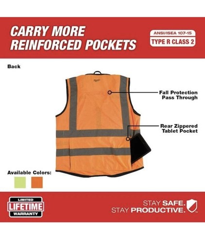 Milwaukee Tool 48-73-5052 Classe 2 Alta Visibilità Arancione Performance Sicurezza L/XL - Foto 4 di 6