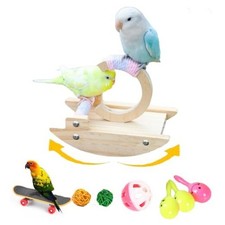 8Pcs Wooden Bird Stand Perch Training Playstand - Chew Toy  Shaky Gym for