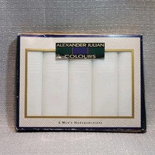 Box of 5 Alexander Julian Colours Cotton White Handkerchiefs