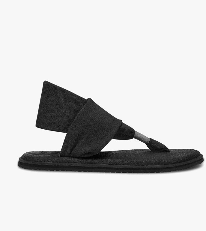 APL Sanuk taglia 10 sandali donna yoga sling 2 neri boho spiaggia suola comoda