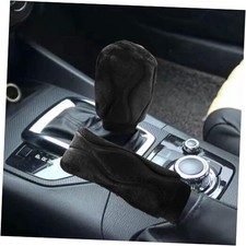 2PCS Plush Car Gear Shift Knob Cover  Handbrake Cover, Soft Fluffy Black