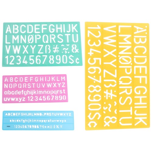 4 Pcs Engravable Stencils Small Cartoon Paper Ruler Alphabet Drawing ...