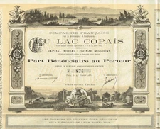 FRANCE COMPANY FOR THE DRAINAGE OF GREEK LAKE COPAIS stock certificate/bond