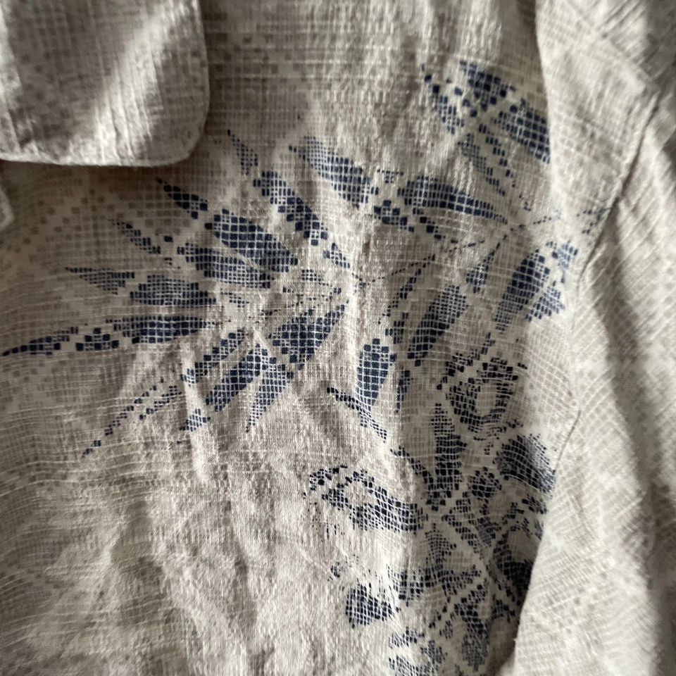 Izod 高尔夫男式 Hawiian 衬衫米色几何大号丝绸短袖领 — 第 2/4 张图片