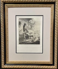 Rembrandt van Rijn "The Good Samaritan" Hand Pulled Posthumous Etching Art