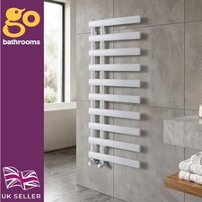 Image of Offset White Bathroom Radiator Vertical Ladder Heated Towel Rail 1610x500mm