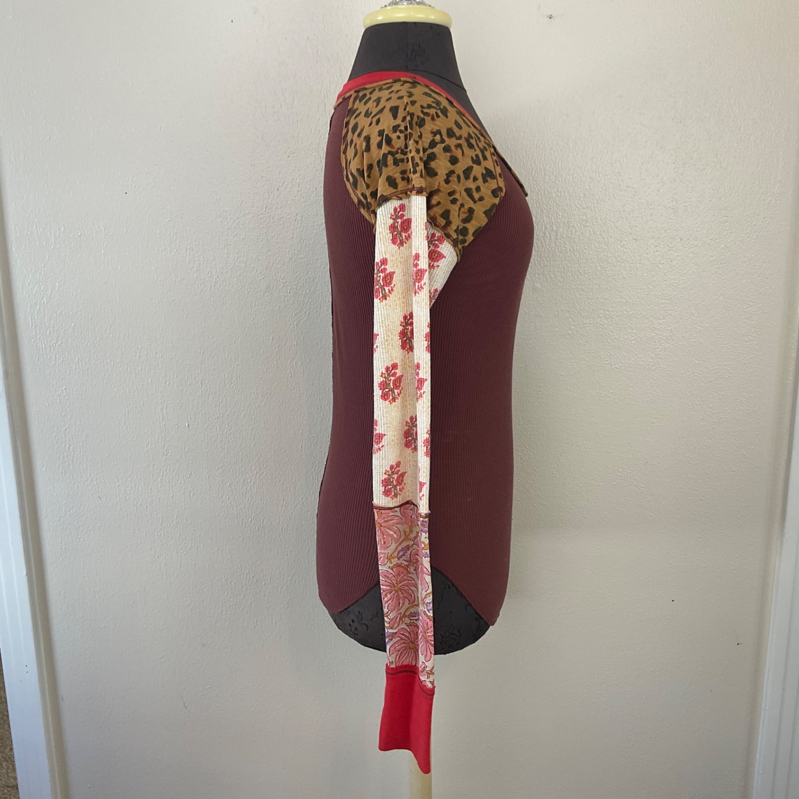 We The Free Mix Pattern Patchwork Pull On Top Lon… - image 11