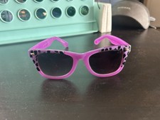 Betsey Johnson Girls' Purple Square Animal Print Sunglasses Black Lens y2k