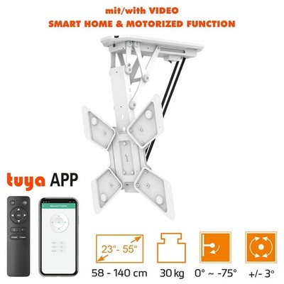 MyWall TV-Deckenhalterung HL43MW 23-55'' (58-140cm) mit Funk-Fernbedienung Weiß