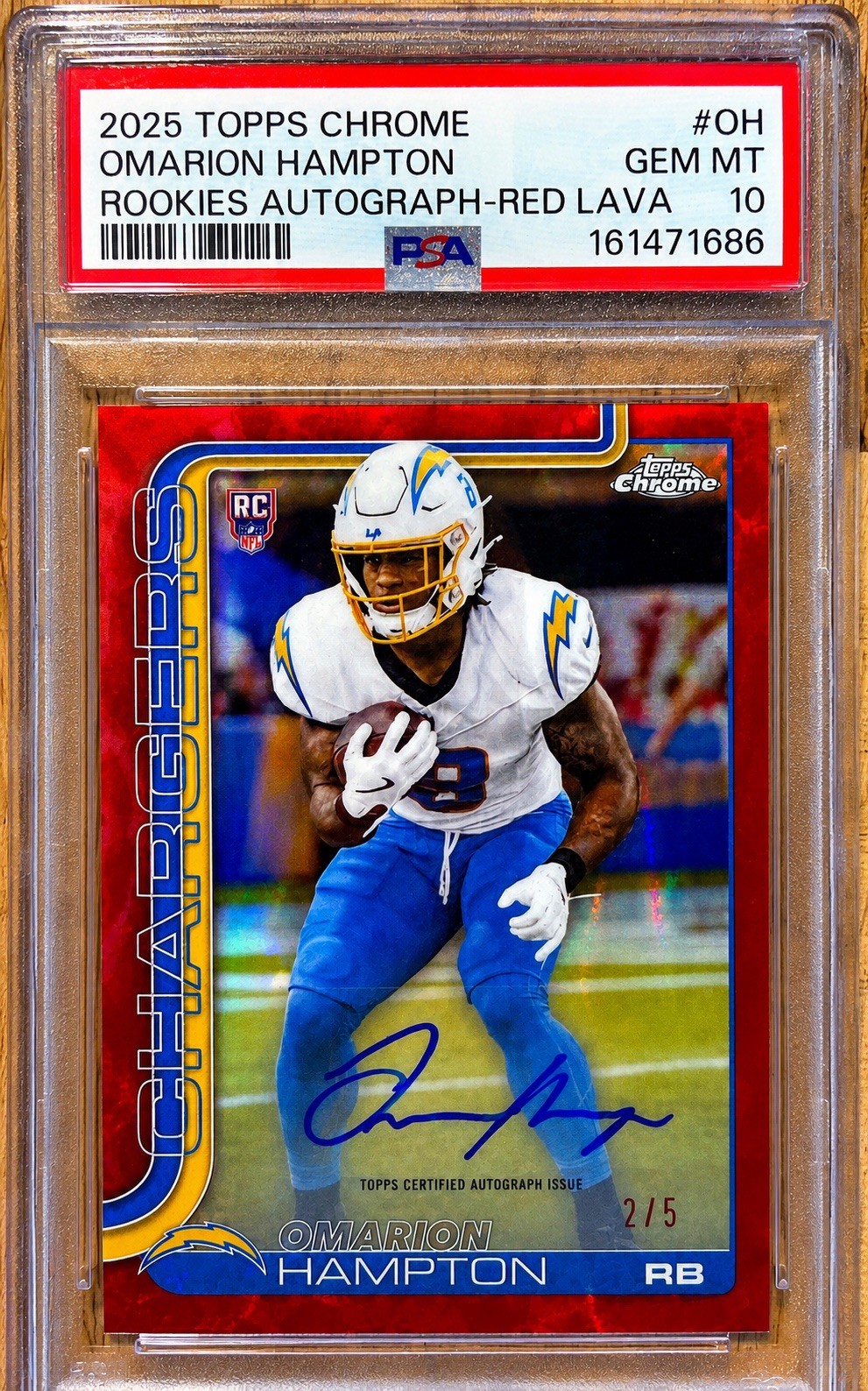 2025 Topps Chrome - Rookie Auto Red Lava /5 Omarion Hampton RC PSA 10 POP 1 💎