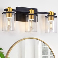 3 Light Bathroom Vanity Light Over Mirror, Modern Wall Sconce with Glass Shade