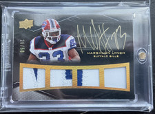 2009 UD Black Quad Jersey Patch Auto Marshawn Lynch 26/50 ON CARD! GOLD BEAUTY!!
