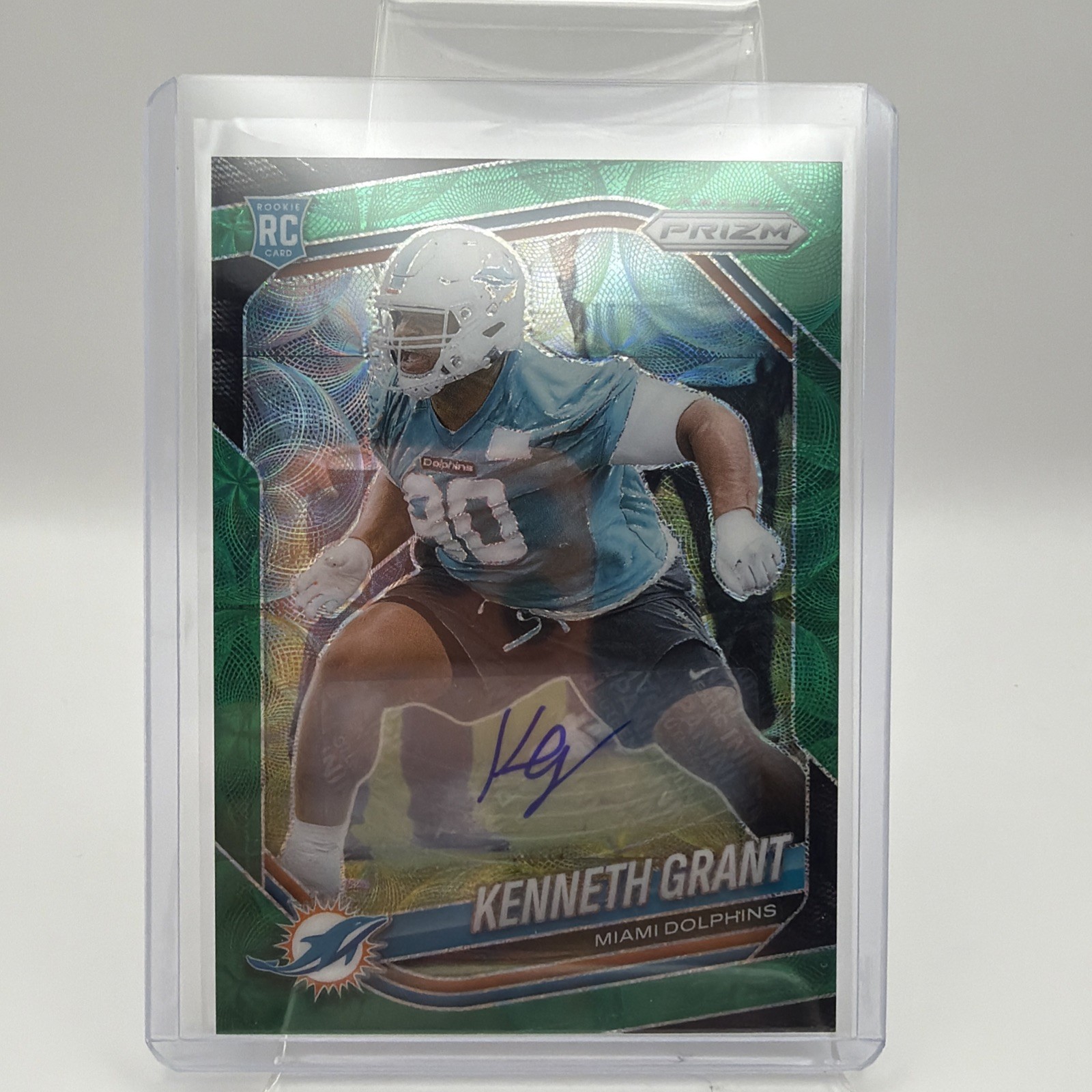 2025 Panini Prizm Kenneth Grant Green Scope Rookie Auto /75 Miami Dolphins