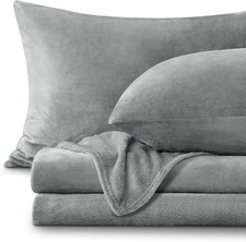 BEDELITE Flannel Sheets Queen Size Grey - Super Soft Fleece Sheets Set Fluffy...