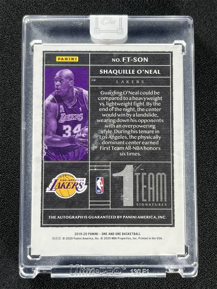 2019-20 Panini One And One Shaquille O'Neal First Team Signatures Auto Gold /10 - Image 2 of 3