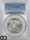 1943-D Walking Liberty Half Dollar PCGS MS 65 ** Swirling Luster, Blast White!