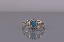 Sterling Silver Pear Blue Turquoise Looped Southwestern Band Ring 925 Sz: 10