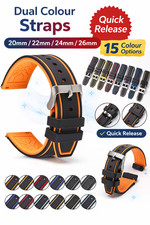 20mm 22mm 24mm 26mm Watch Strap Band Premium Silicone Rubber Sport Dual Colour