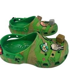 Kids Minecraft Crocs Clogs Green Camo Charms Youth Size 2