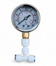 Aquati 1/4" In-line Pressure Gauge for Water Filters Reverse Osmosis Systems