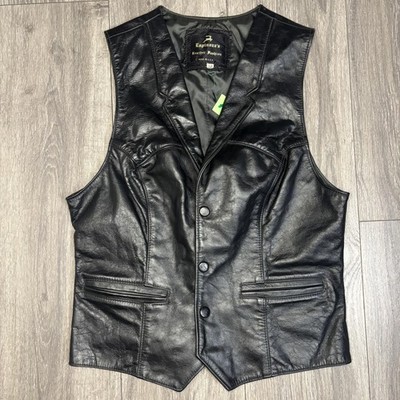 Espinoza's Leather Fashion Vest Mens 40 Black Western Made USA