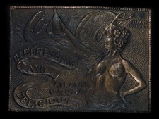 TI01157 VINTAGE 1970s COCA-COLA SODA FOUNTAIN ADVERTISEMENT BELT BUCKLE