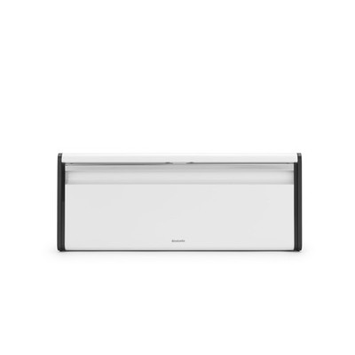 Rectangular Fall Front Bread Box | White | Large Metal Front Opening Bread St...