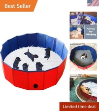 Foldable Dog Bath Pool  Whelping Box - Portable Red Pet Solution 39" Dia