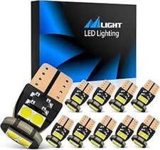 194 LED Bulb, 10 Pack Super Bright T10 168 2825 W5W LED Replacement Bulb 6500K C