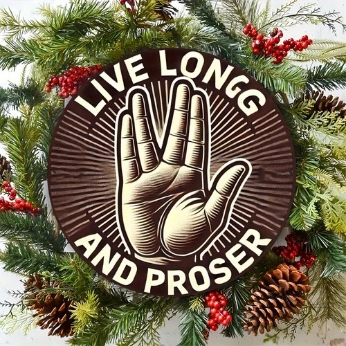Vintage Round Live Long and Prosper Rustic Tin Metal Signs Home Décor 8x8