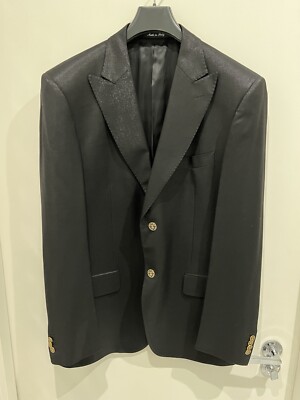 Roberto Cavalli Men s Black Shiny Blazer Tuxedo 52 IT/ 18 US