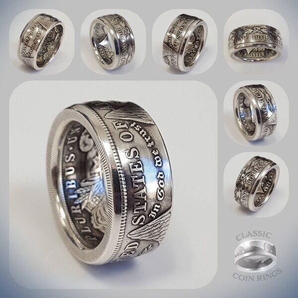 Silver Dollar Coin Ring Size 7-13 Handmade Crafted Rare Silver Morgan Men Rings
