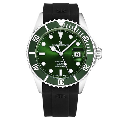 Revue Thommen's Men's Diver Green Dial Rubber Strap Automatic Watch 17571.2829