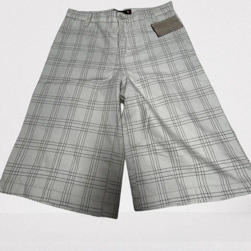 XG Womens High Rise Wide-Leg Plaid Cropped Capri Pants Sz 18 Tan Flat-Front New