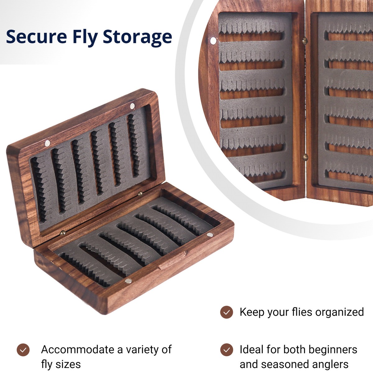 Maxcatch Natural Wooden Fly Fishing Box Case Double Side Maxcatch Natural Wooden Fly Fishing Box Case Double Side