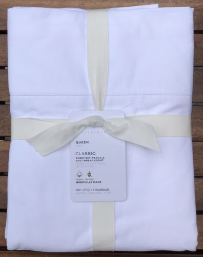 Pottery Barn CLASSIC 400-THREAD-COUNT SHEET SET,  White Size Queen, W/$139.00Tag - Picture 1 of 2