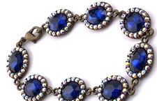 Unique Copper or Brass CZ Gems &amp; Rhinestone Multicolor  Bracelet  7?    004-211
