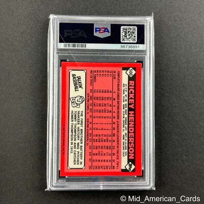 1986 Topps Tiffany Rickey Henderson #500 New York Yankees HOF PSA