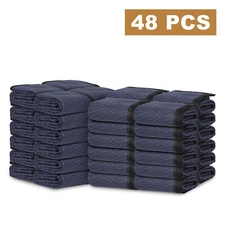 48 Pack Moving Blankets 80" x 72" Pro Economy Black Shipping Furniture Pads