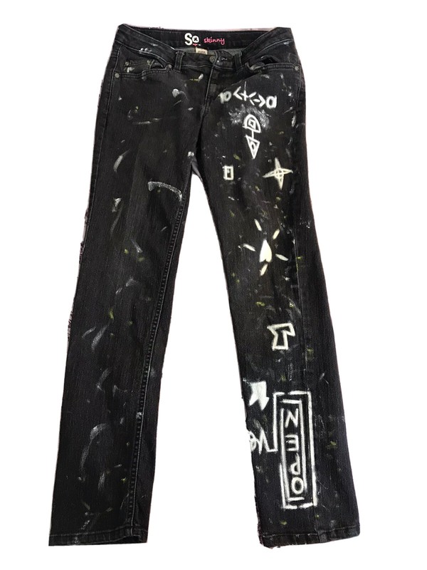 Absodeitly Custom Youth 14 So Lucky Off Black Jeans Straight Leg (L1)