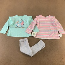 Little Me Baby Girl Size 24 Months Aqua Planet Printed 3 Piece Play Set NWT