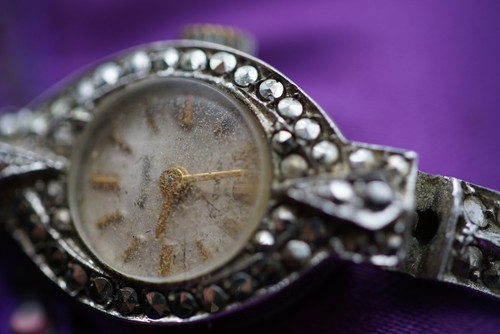 Vintage 925 Sterling Silver Watch Ladies 7 Jewels Marcasite 1960' - Picture 6 of 12