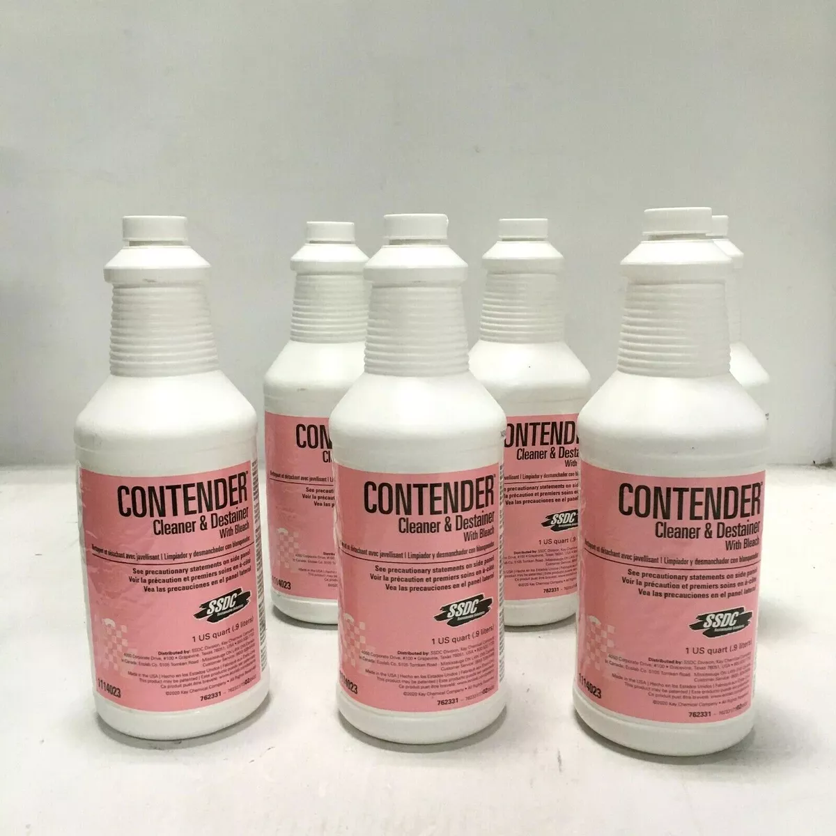 6 Pack SSDC Contender Cleaner, Destainer, Bleach Cleaner w/ Nozzles,  0.9L/1Qt 763501012278