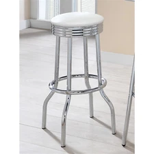 Coaster Cleveland Soda Fountain Bar Stools White and Chrome (Set of 2) Round