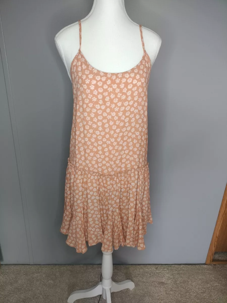 WILD FABLE NEW LADIES PEACH WHITE DRESS WITH SMALL FLOWERS SIZE