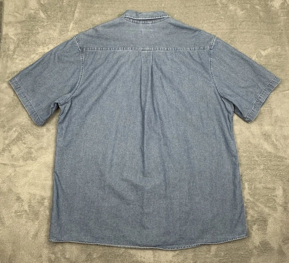 Vintage Saddlebred Shirt Mens 3XLT Tall Man Blue Denim Heavyweight Button Casual - Image 4 of 4