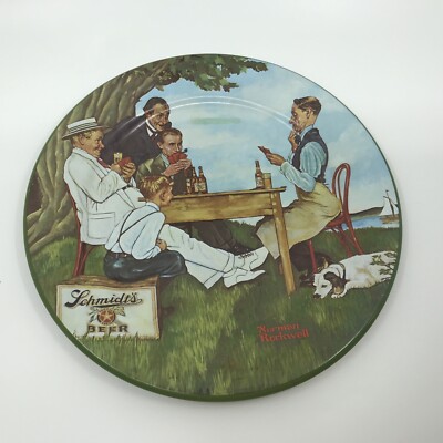 Norman Rockwell 10” Rd. Tin Sign Advertising Schmidt's Beer | eBay