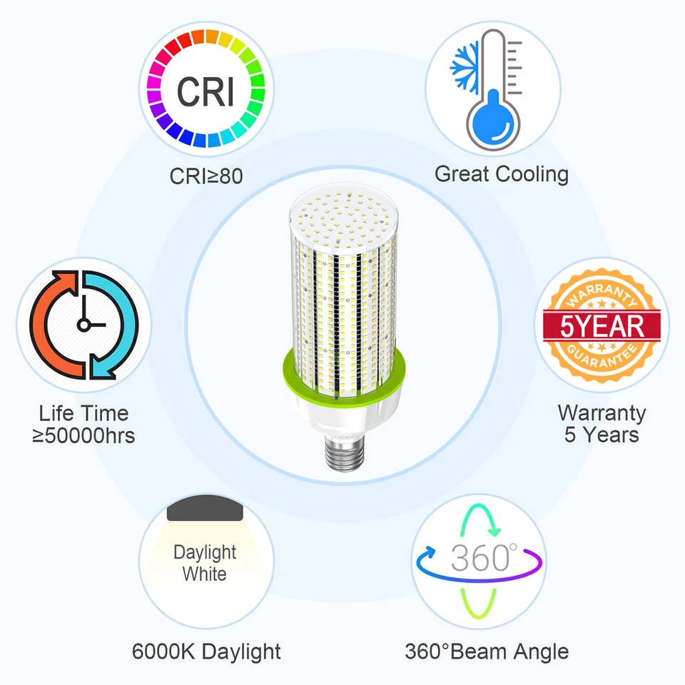 100W LED Corn Light Bulb 5000K Replacement 350 Watt CFL HPS Fow Warehouse Store - Image 3 of 4